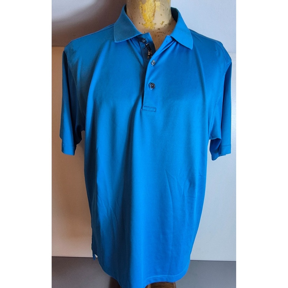 Bobby Jones X-H20 Mens Polo Golf Shirt Aqua Blue Medium Polyester Spandex